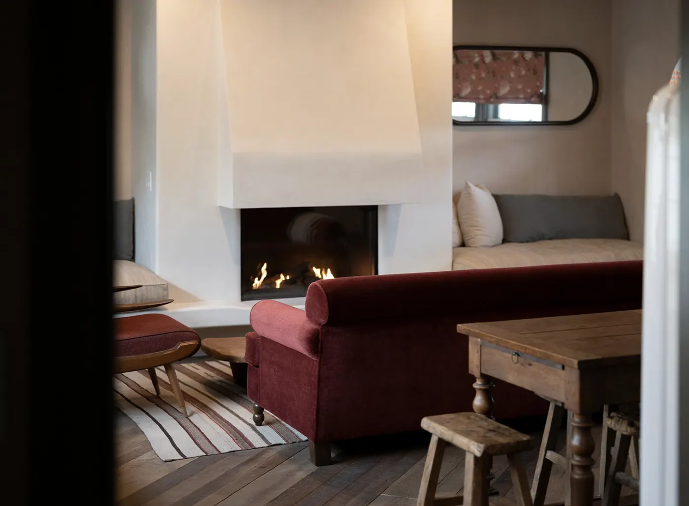 The fireplace room at Gjelina Hotel